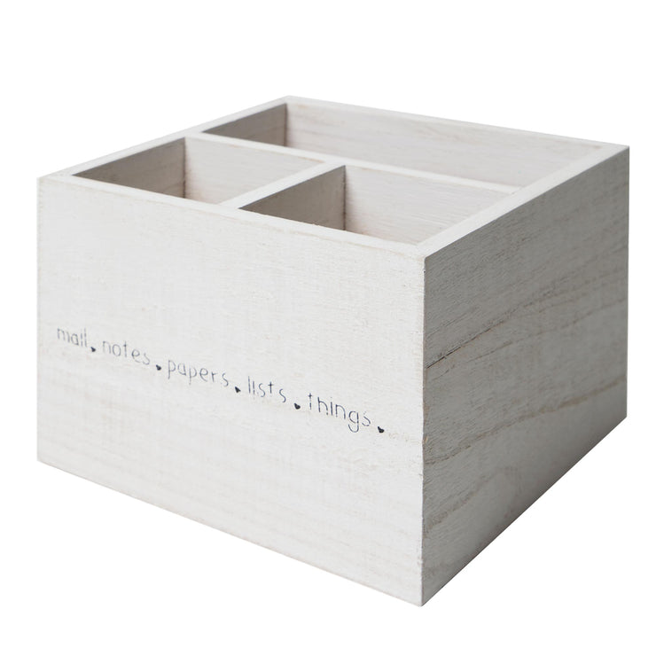 Addie Joy Mail, Notes, Papers, Lists, Things 3-Opening Desk Organizer - Grey Wash