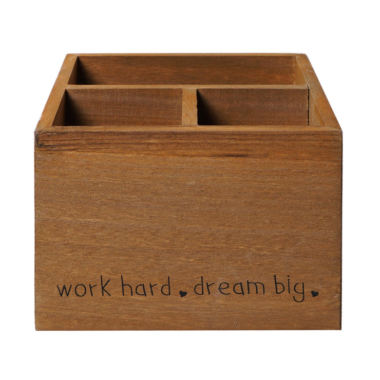 Addie Joy Work Hard, Dream Big 3-Opening  Desk Organizer - Wood Wash