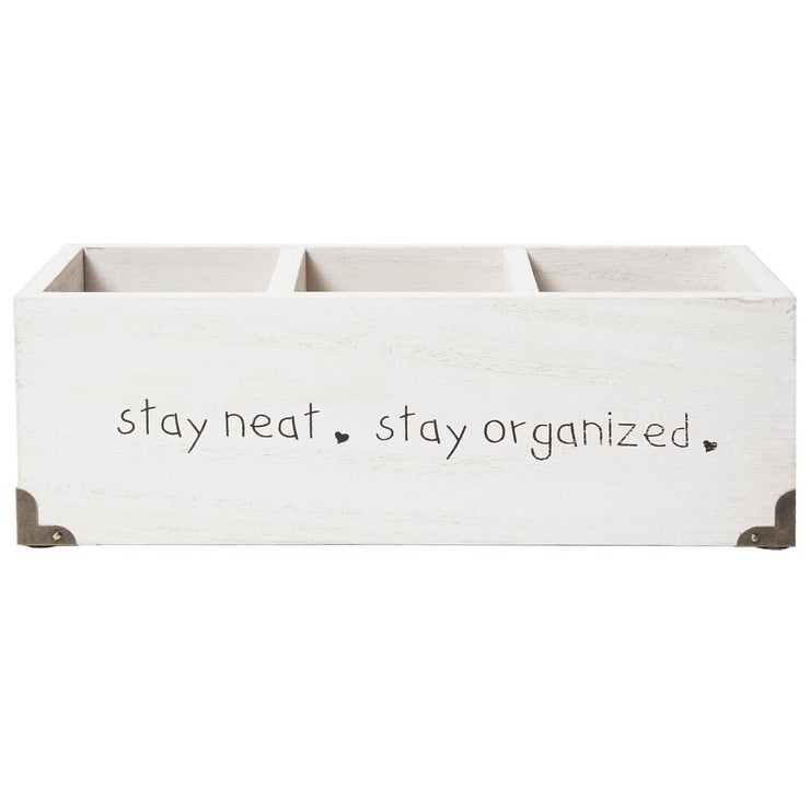 Addie Joy Stay Neat Stay Organized Rectangle 3-Opening Desk Organizer - White Wash