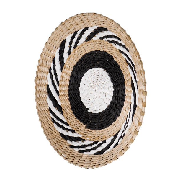 Woven Seaweed Hanging Wall Accent Basket - Black, Natural, White (16")