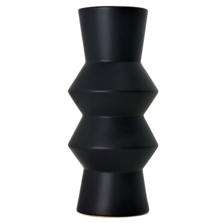 Contemporary Black Shaped Ceramic Vase 11"