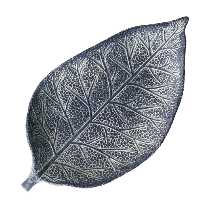 Blue Resin Leaf Decorative Tabletop Tray, Small (7.5")