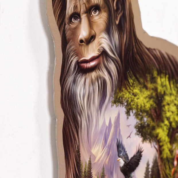 Bigfoot Collage Embossed Shaped Metal Sign - 19.5" x 12.9"