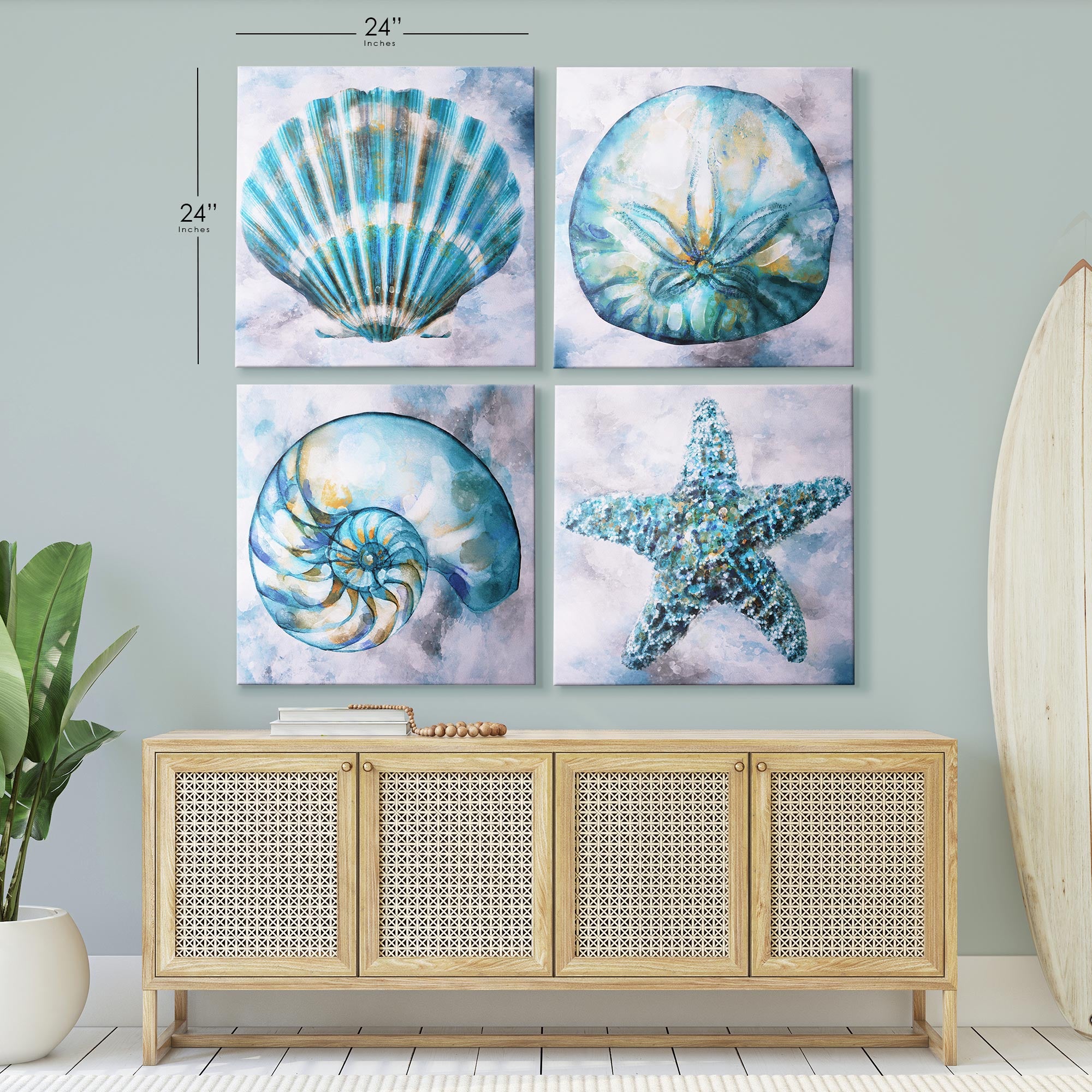 Seashell orders Canvas art, Beach Decor, Coastal Canvas Art, Wall Hanging