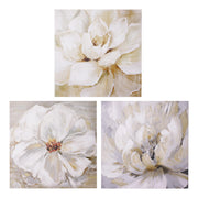 White Floral Canvas Wall Art Print Set of 3 - 20" x 20"