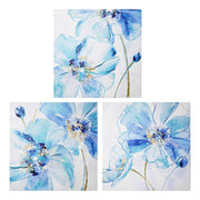 Blue Spring Poppy Canvas Wall Art Print Set of 3 - 20" x 20"