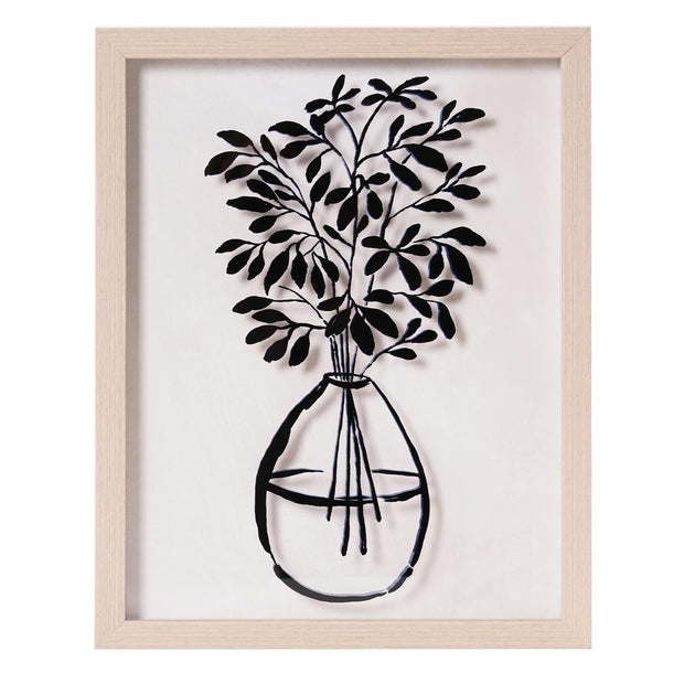 Branch Leaves in a Vase Printed Glass Wall Art - 12" x 15"