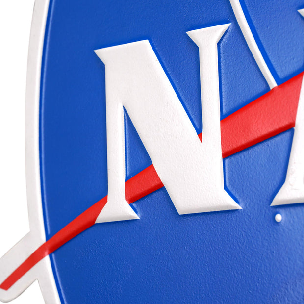 NASA Space Logo Embossed Shaped Metal Wall Sign - 19" x 14.5"
