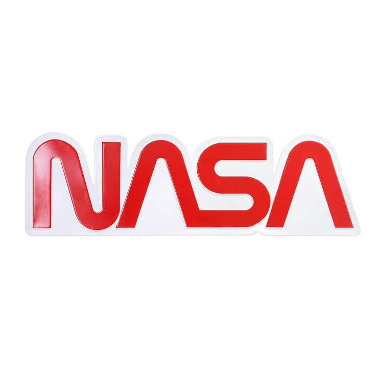 NASA Logo Embossed Shaped Metal Wall Sign - 28.5" x 8.75"