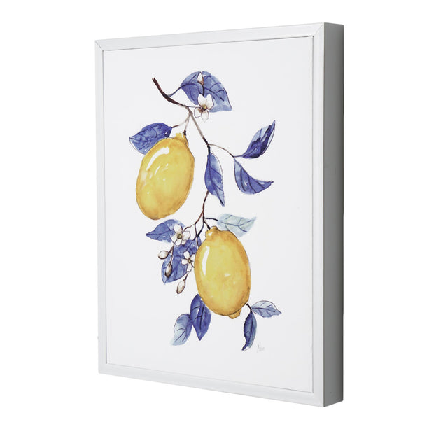 Blue & Yellow Lemons II Framed Canvas Wall Art Print - 11"x14"