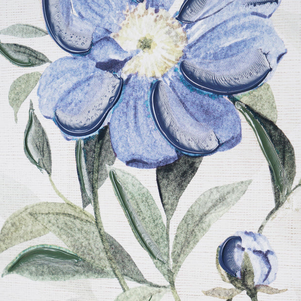 Blue Umbra Flower I Floral Embellished Canvas Wall Art Print - 16"x20"