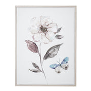 Opal Flower & Butterfly Floral Framed Canvas Wall Art Print - 18"x24"