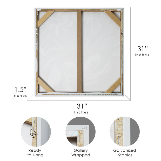 Golden White Peony I Framed Embellished Canvas Wall Art Print - 30x30