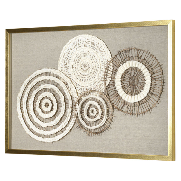Boho Framed Handmade Paper and Linen Wall Art Decor - 23.75" x 35.5"