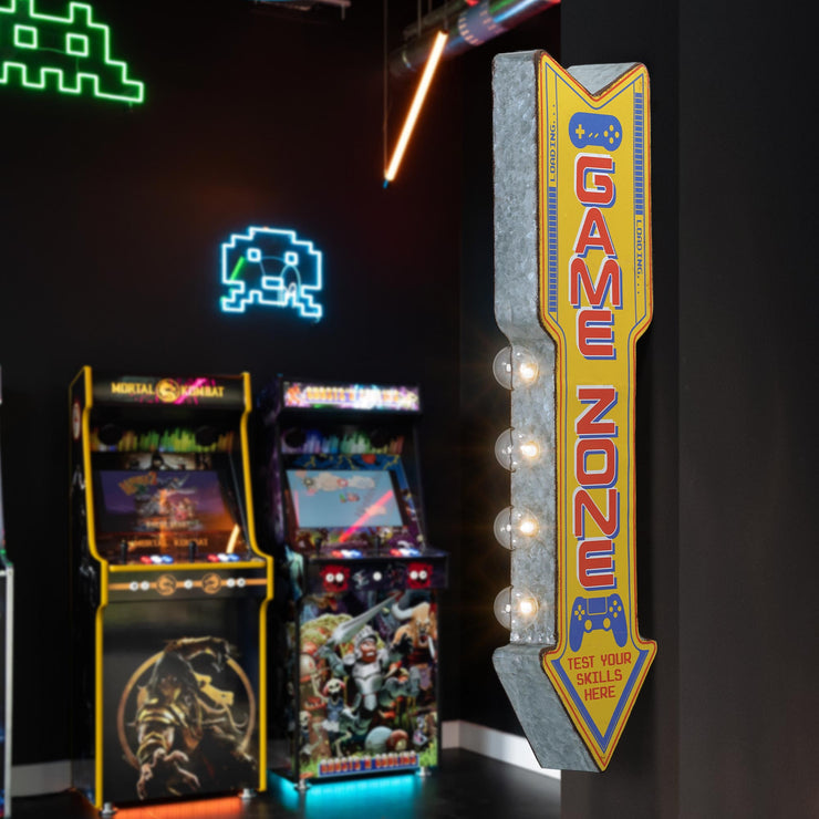 Retro Game Zone Off the Wall LED Marquee Sign, Yellow - 25" H
