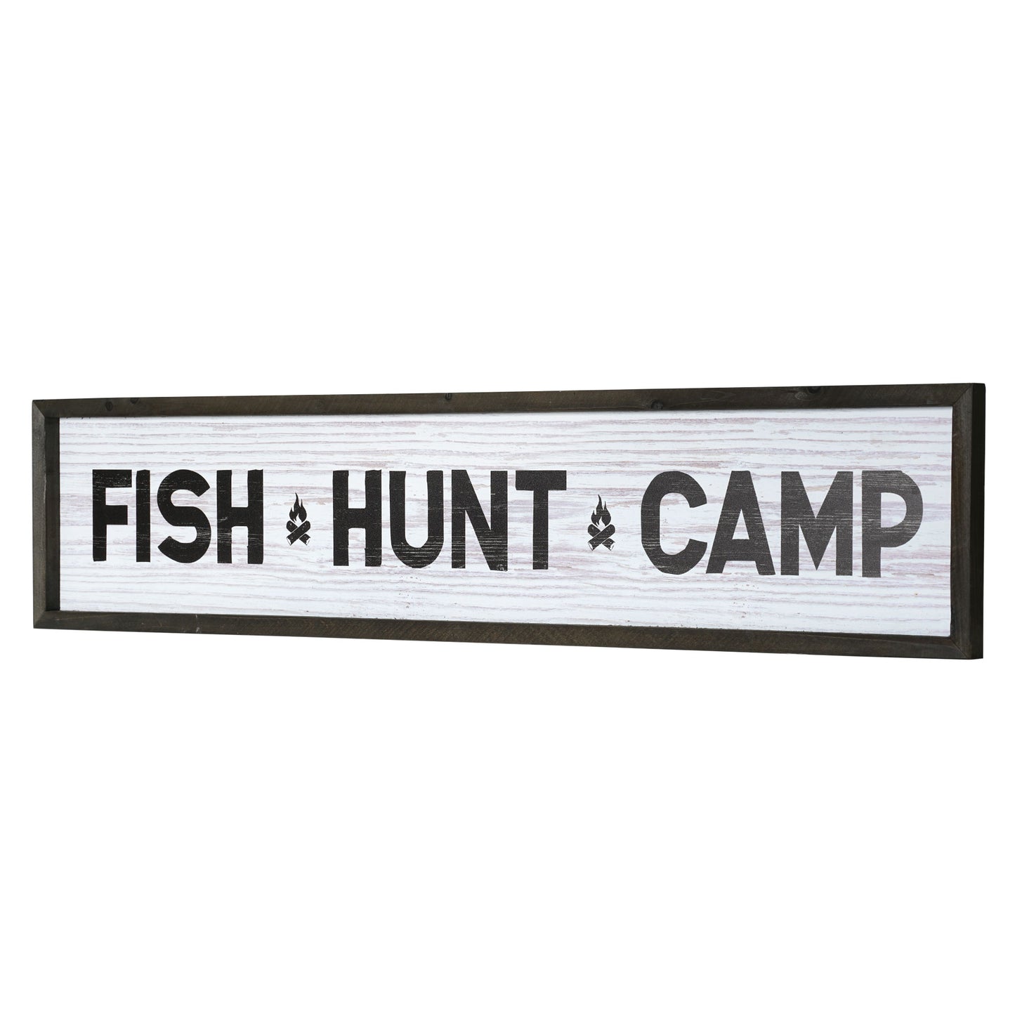 Fish, Hunt, Camp Wood Novelty Wall Sign - 36" x 8"