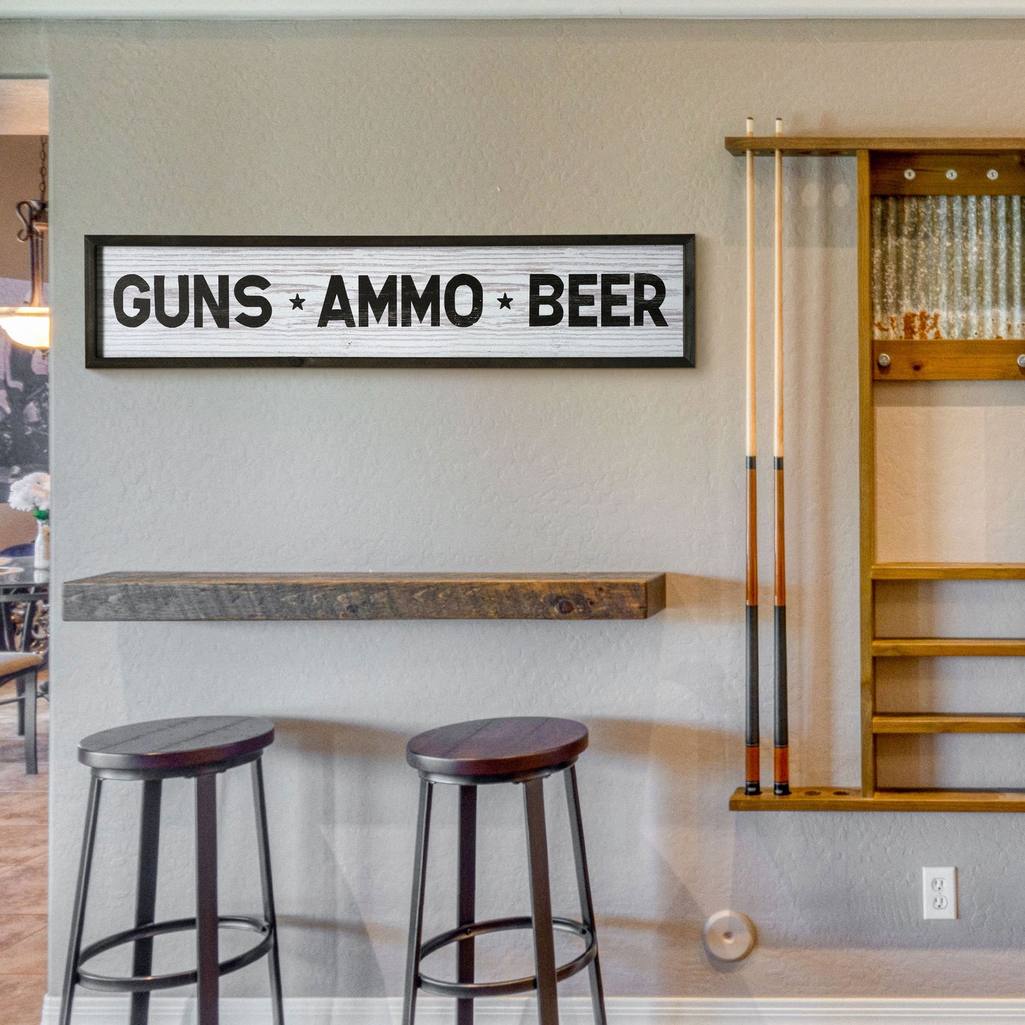 Guns, Ammo, Beer Wood Novelty Wall Sign - 36" x 8"