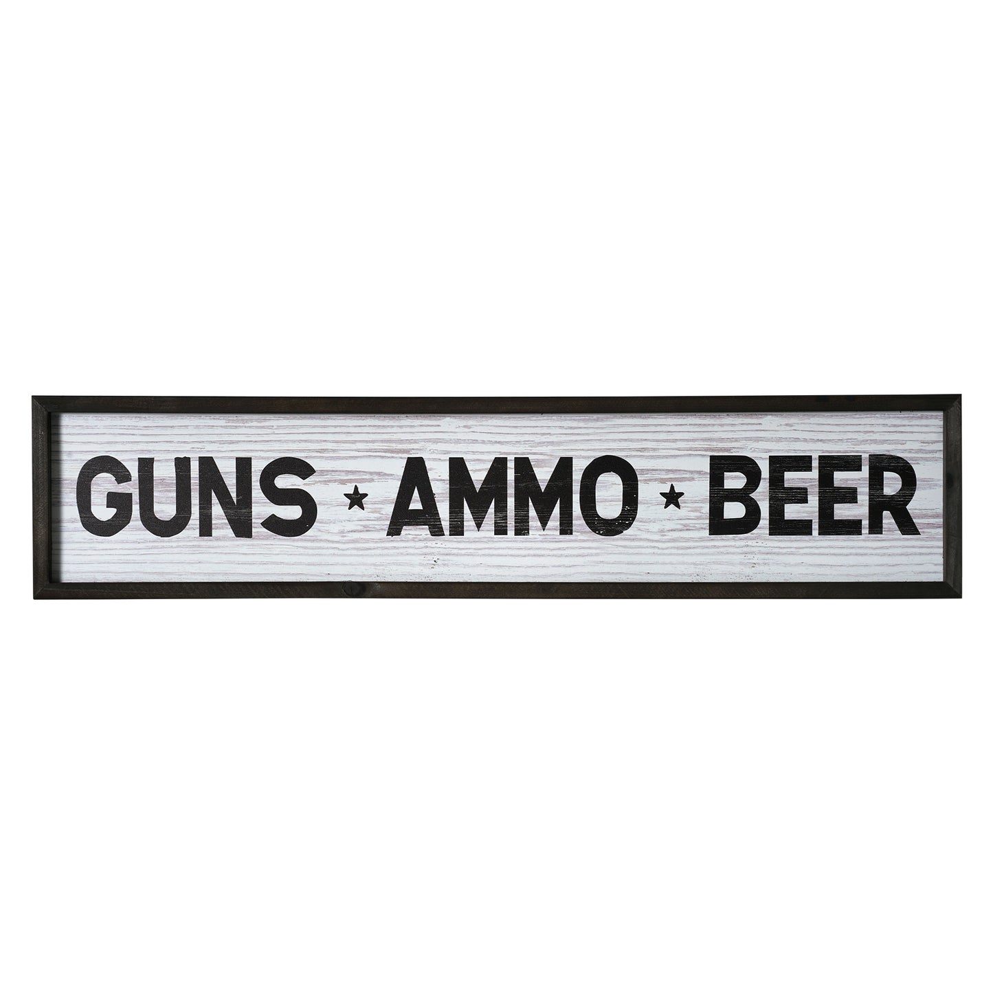 Guns, Ammo, Beer Wood Novelty Wall Sign - 36" x 8"