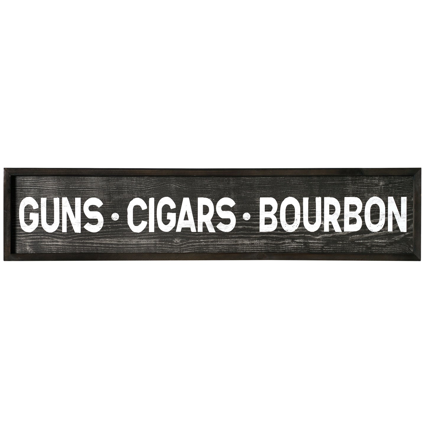 Guns, Cigars, Bourbon Wood Novelty Wall Sign - 36" x 8"