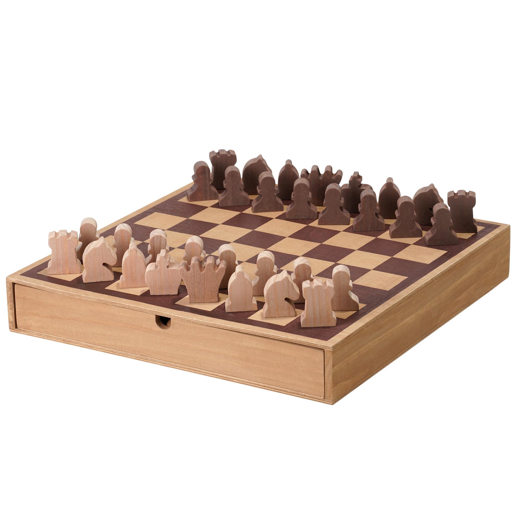15 Large Wooden Chess/Checkers Board Game Set with Chess Game Pieces and  Drawer