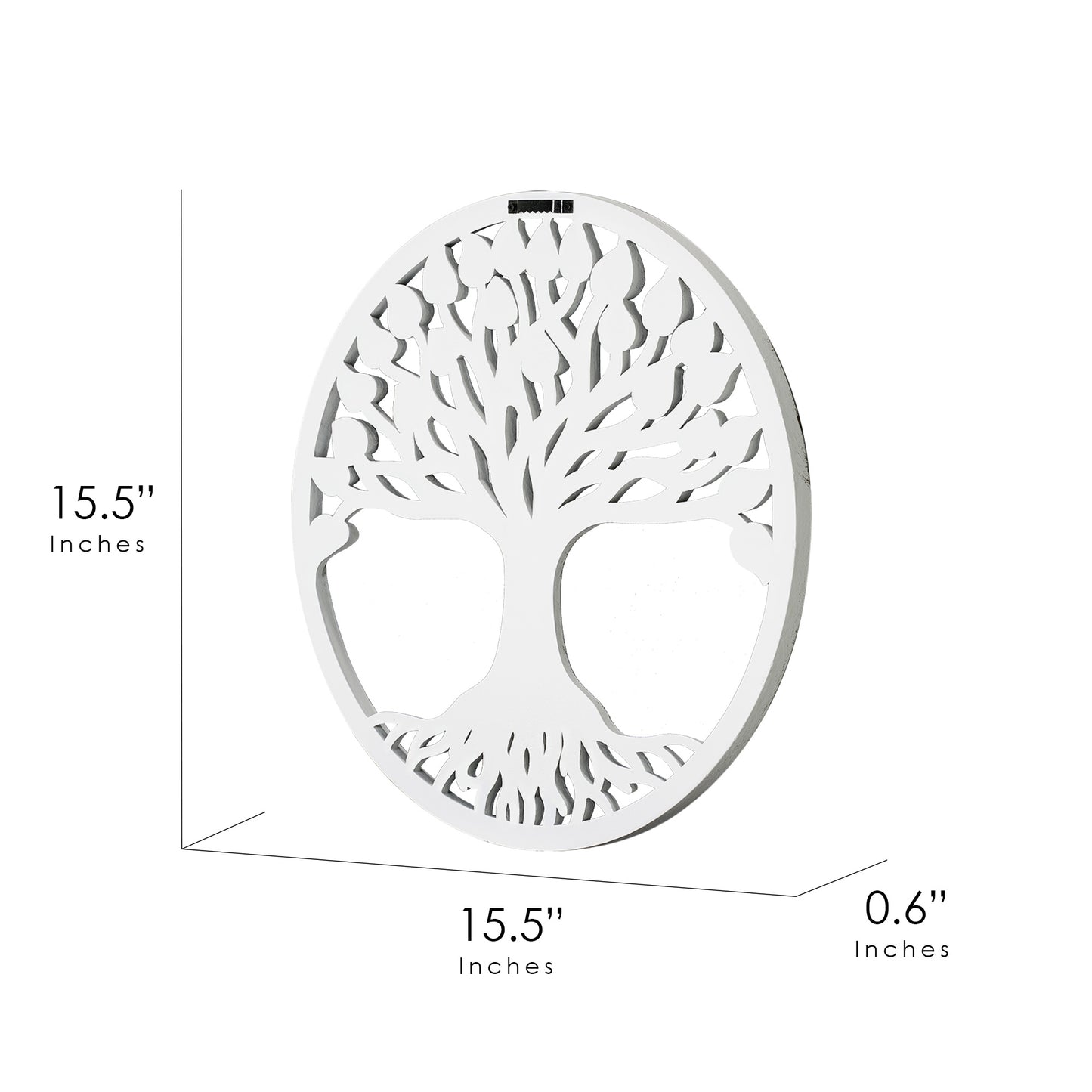 Tree of Life Medallion Boho Wall Art, White with Gold Accents - 15.5"