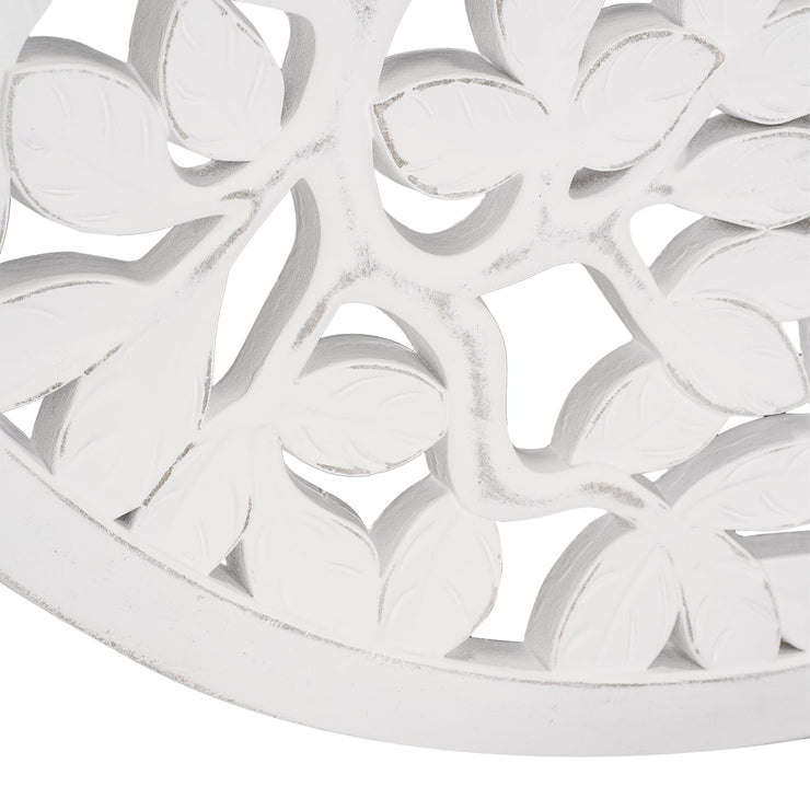 Boho Tree Birds Round White Distressed Medallion Wall Art Accent - 31"