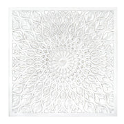 Floral Mandala White Square Framed Medallion Boho Wall Art, 31.4"x31.4"