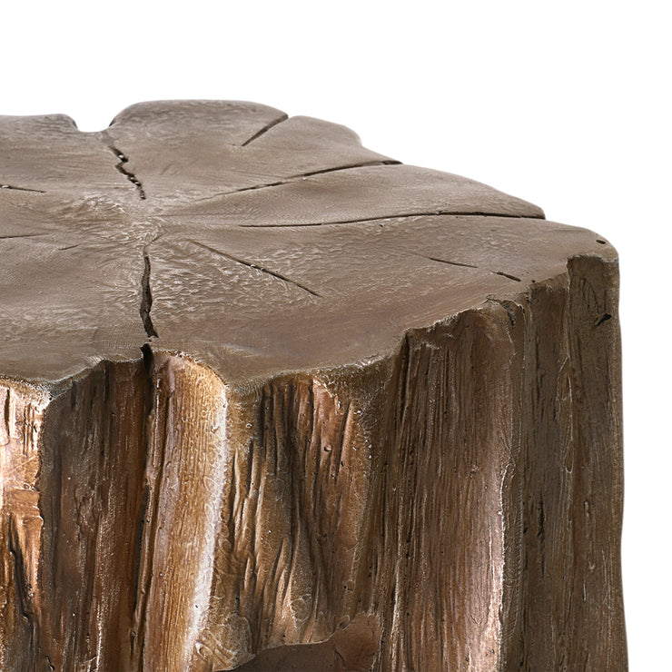 Rustic Tree Stump Trunk Accent Stool Side End Table, Brown - 20"