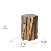 Rustic Tree Stump Trunk Accent Stool Side End Table, Brown - 20"