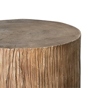 Boho Tree Stump Trunk Accent Stool Side End Table, Brown - 15"