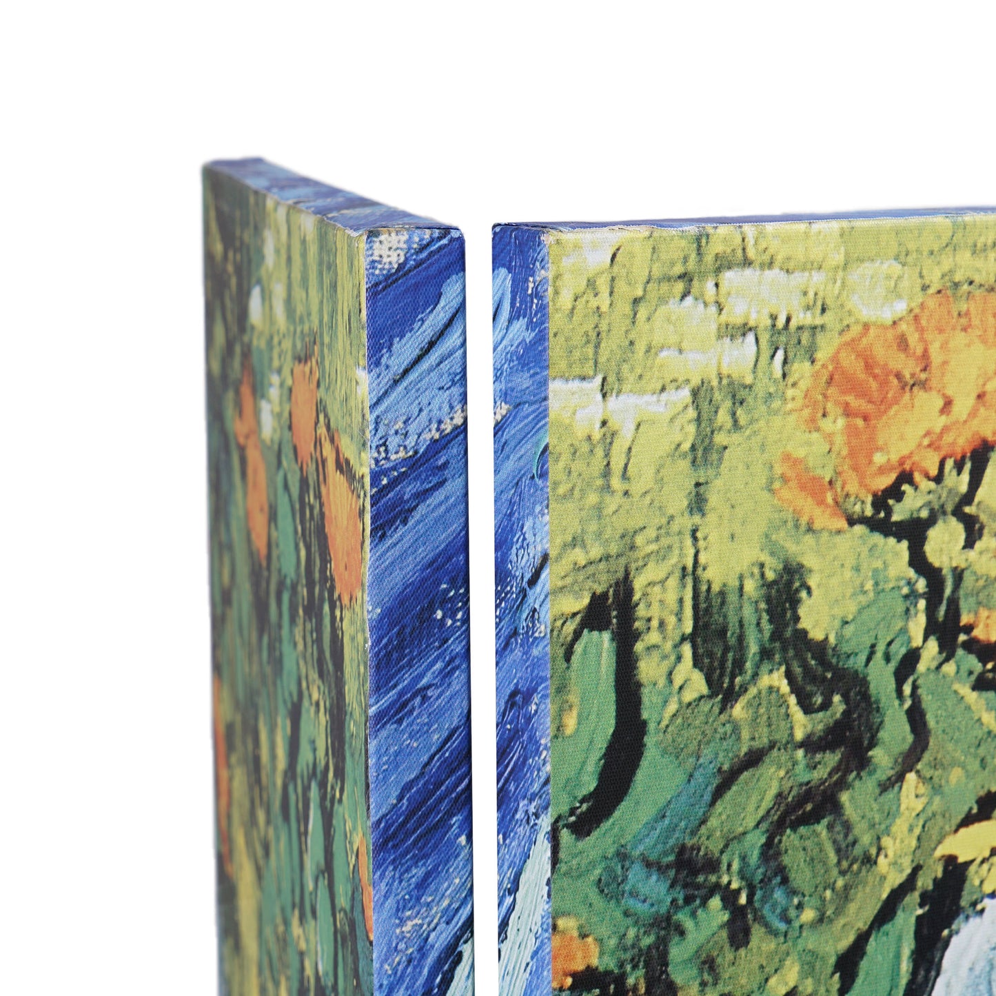 Double-Sided Van Gogh Starry Night, Irises Flowers Canvas Room Divider, 4 Panels, 70" H x 63" L