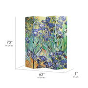 Double-Sided Van Gogh Starry Night, Irises Flowers Canvas Room Divider, 4 Panels, 70" H x 63" L