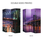 Double-Sided Brooklyn Bridge Canvas Room Divider, 4 Panels, 70" H x 63" L