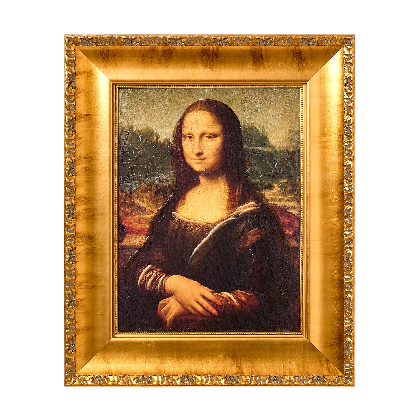 Ornate Framed Mona Lisa Canvas Print by Leonardo da Vinci 18.5" x 22.25"