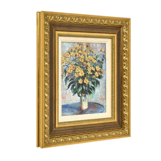 Ornate Framed Jerusalem Artichoke Flowers Canvas Print by Claude Monet 14.75" x 16.75"