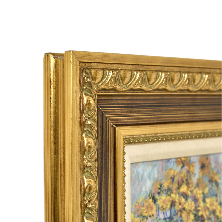 American Art Decor Ornate Framed Jerusalem Artichoke Flowers Canvas Print by Claude Monet 14.75" x 16.75"