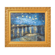 American Art Decor Ornate Framed Starry Night Over the Rhone Canvas Print by Vincent van Gogh 31.75" x 27.62"