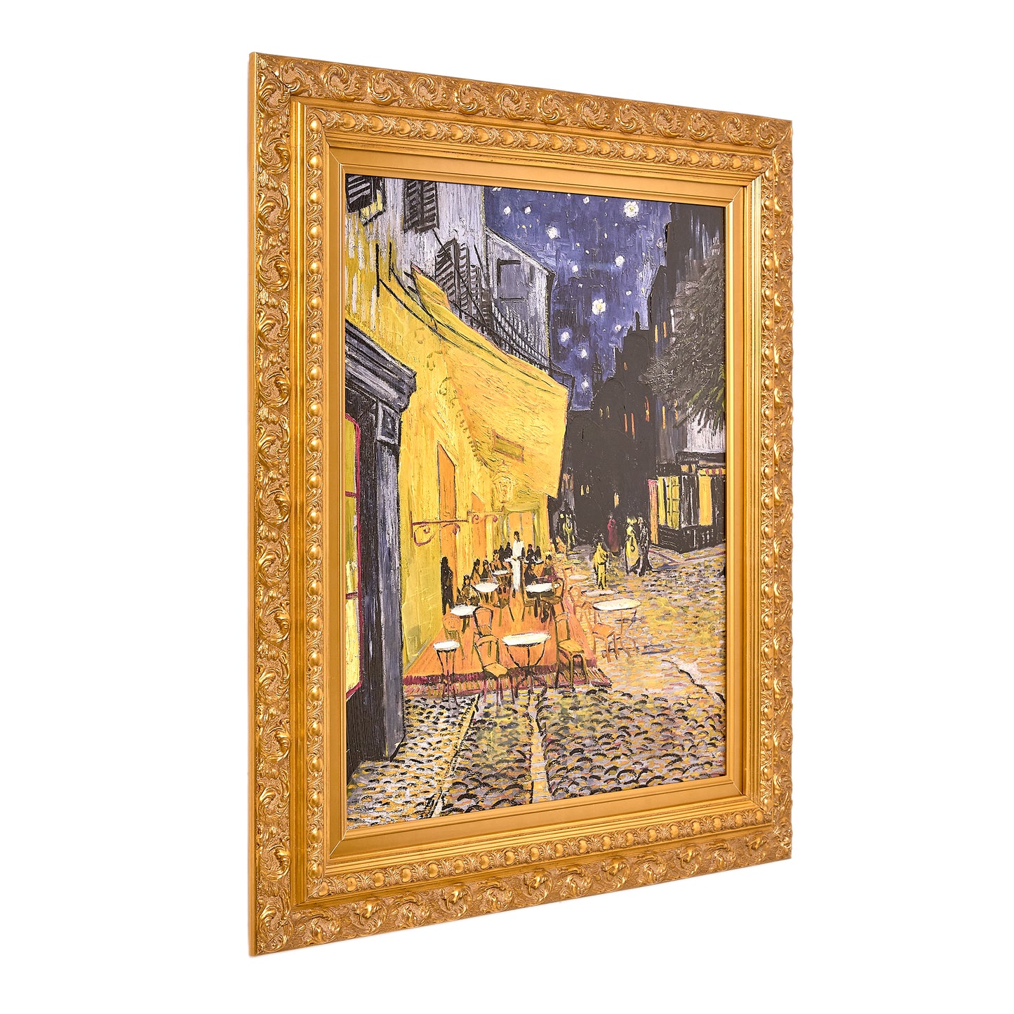 Ornate Framed Cafe Terrace at Night Canvas Print by Vincent van Gogh 28" x 31.75"