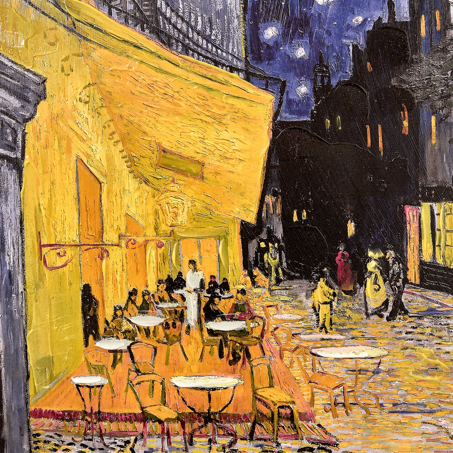 Ornate Framed Cafe Terrace at Night Canvas Print by Vincent van Gogh 28" x 31.75"