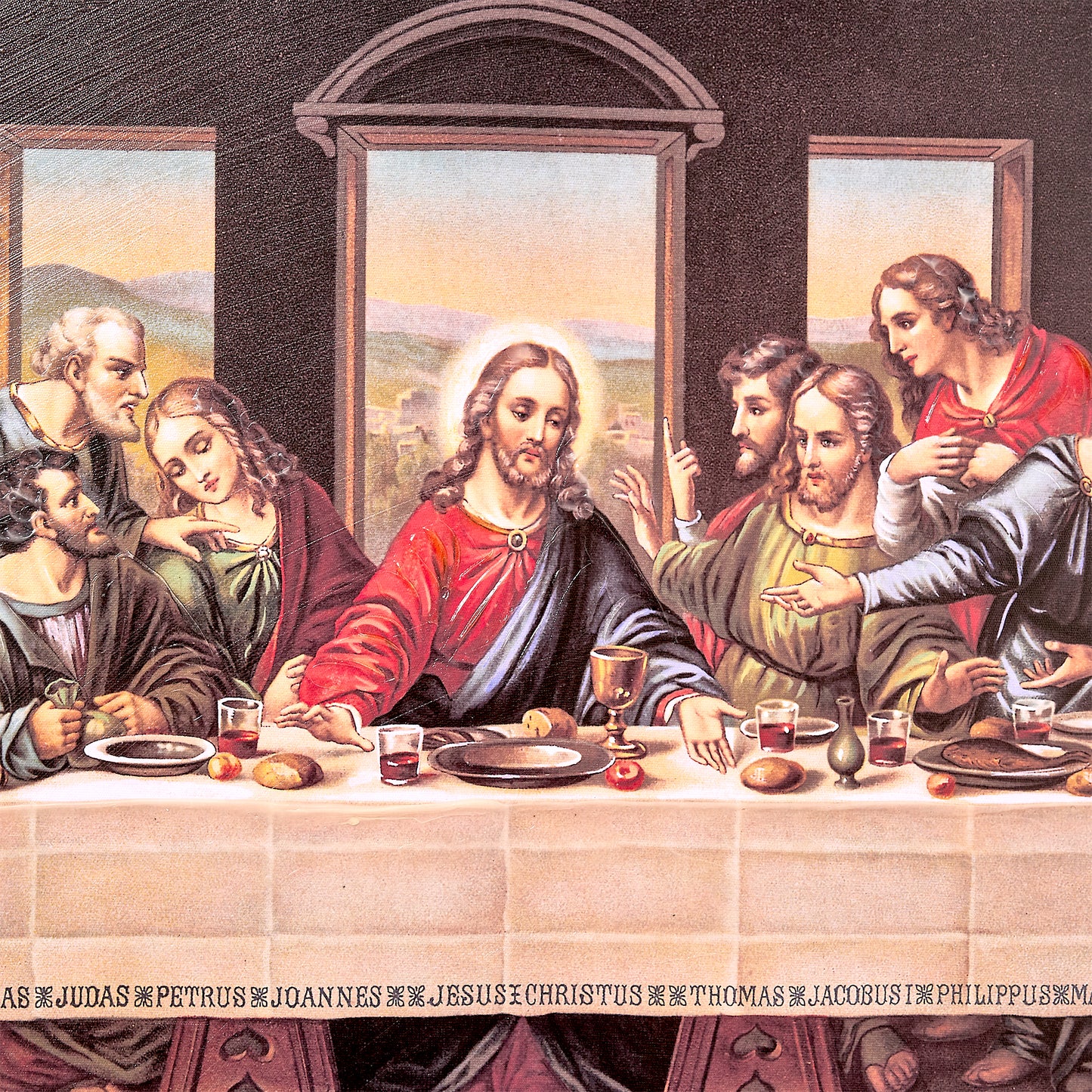 Ornate Framed The Last Supper Canvas Print by Leonardo da Vinci 31.5" x 27.62"