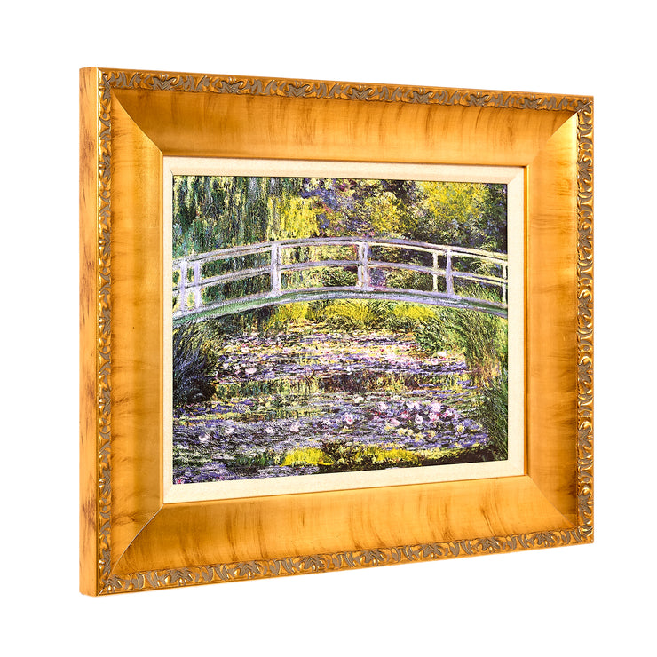 American Art Decor Ornate Framed Water Lilies with Bridge Canvas Print by Claude Monet 22.75" x 18.75"