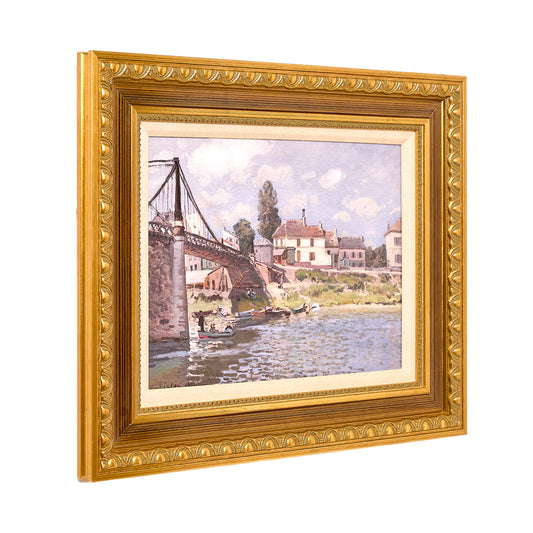 Ornate Framed The Bridge at Villeneuve Canvas Print by Alfred Sisley 22.75" x 18.75"