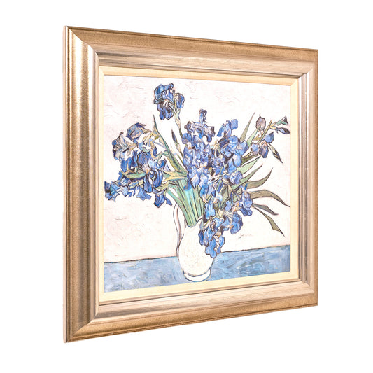 Ornate Framed Blue Irises Canvas Print by Vincent van Gogh 31.5" x 27.5"