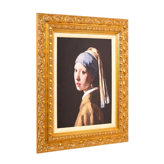 Ornate Framed Girl with a Pearl Earring Canvas Print by Johannes Vermeer 19.25" x 23.25"