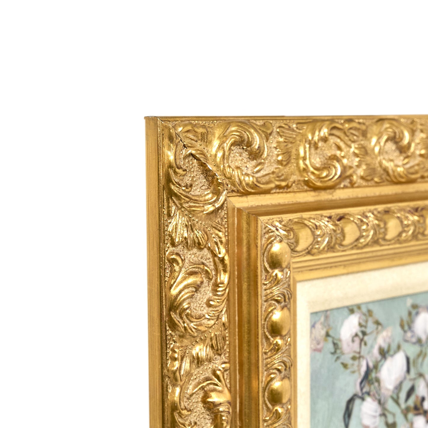 Ornate Framed Roses Canvas Print by Vincent van Gogh 15.25" x 17.25"