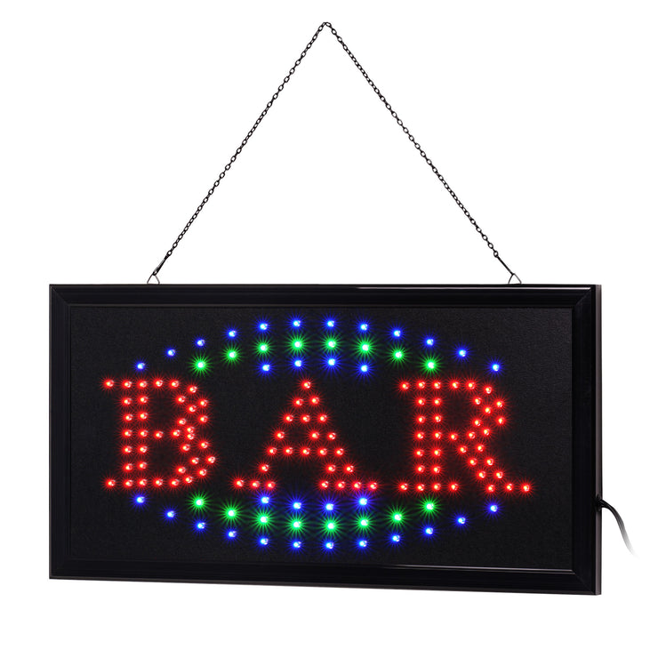 Framed Bar LED Hanging Wall Sign - 19" x 10"