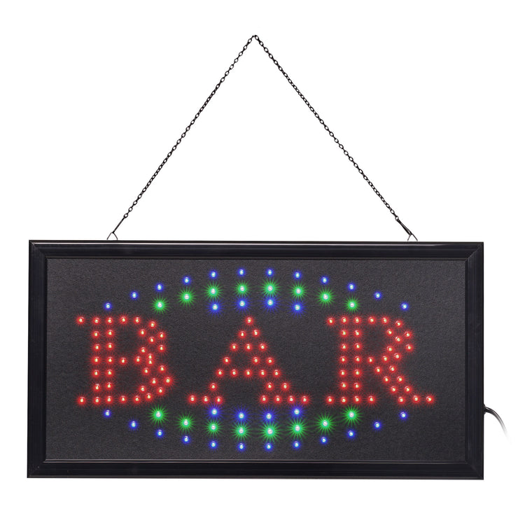 Framed Bar LED Hanging Wall Sign - 19" x 10"