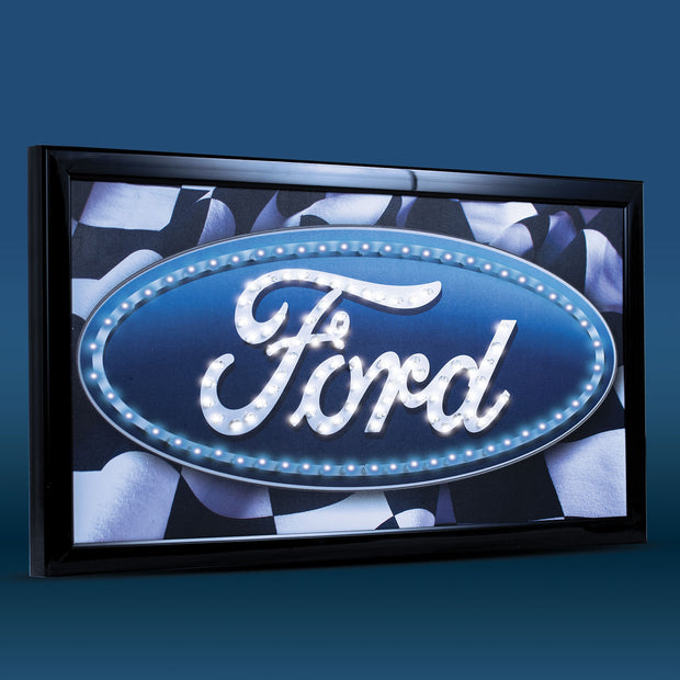 Officially Licensed Ford Logo Framed LED Sign